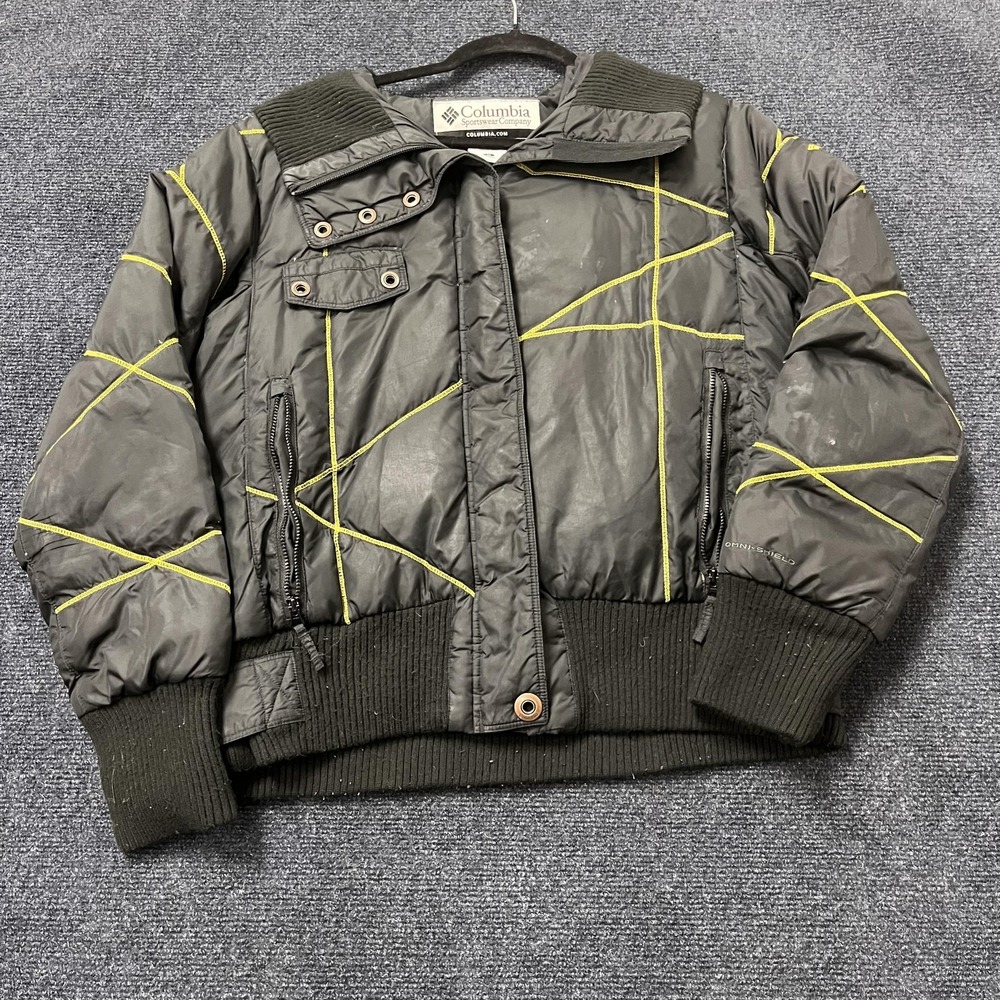 Columbia Jacket Womens Medium Black Omni-Shield Puffer Bomber‎ Quilted Ski